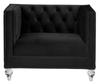 40" Black Velvet Tufted Arm Chair