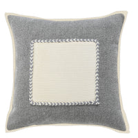 20" X 20" Gray And Cream 100% Cotton Zippered Pillow