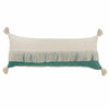 14" X 36" Emerald Green And Off-White 100% Cotton Zippered Pillow