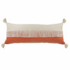 14" X 36" Orange And Off-White 100% Cotton Zippered Pillow