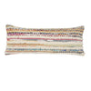 14" X 36" Off-White Red Blue Orange And Green 100% Cotton Striped Zippered Pillow