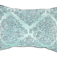 14" X 20" Mint Blue And Gray 100% Cotton Abstract Zippered Pillow