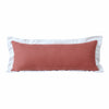 14" X 36" Deep Coral And White 100% Cotton Geometric Zippered Pillow