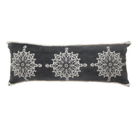 14" X 36" Dark Gray And White 100% Cotton Geometric Zippered Pillow