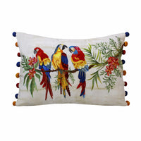 14" X 20" Red Blue Orange And Ivory Bird Polyester Animal Print Zippered Pillow