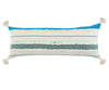 14" X 36" Blue And Off-White 100% Cotton Striped Zippered Pillow