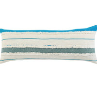 14" X 36" Blue And Off-White 100% Cotton Striped Zippered Pillow