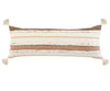 14" X 36" Brown And Off-White 100% Cotton Striped Zippered Pillow