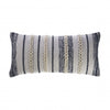 14" X 28" Navy And White 100% Cotton Geometric Zippered Pillow