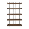 75" Light Brown Solid Wood and Metal Five Tier Industrial Bookcase