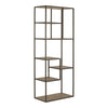 79" Reclaimed Wood and Metal Seven Tier Asymmetrical Bookcase