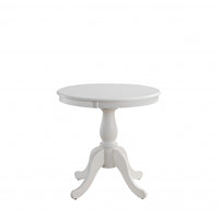 30" White Round Turned Pedestal Base Wood Dining Table