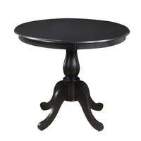 36" Antique Black Round Turned Pedestal Base Wood Dining Table