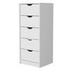 18" White Manufactured Wood Five Drawer Narrow Dresser