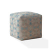 17" Blue Flax Ikat Pouf Ottoman