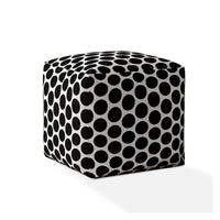 17" Black And White Cotton Polka Dots Pouf Ottoman