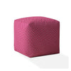 17" Pink Cotton Chevron Pouf Ottoman