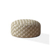 24" Beige Cotton Round Animal Print Pouf Ottoman