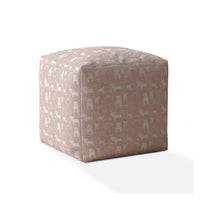 17" Pink And White Cotton Dog Pouf Cover