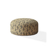 24" Beige Cotton Round Cactus Pouf Cover