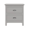 16" Gray Two Drawer Solid Wood Nightstand