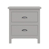 16" Gray Two Drawer Solid Wood Nightstand