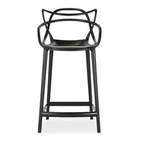 43" Black Abstract Mod Low Back Bar Height Chair With Footrest