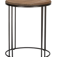 20" Black Solid Wood Round End Table