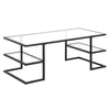 47" Black Glass Rectangular Coffee Table With Two Shelves