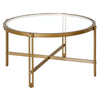 32" Gold Glass Round Coffee Table