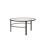 Set Of Two 36" Black And Clear Glass Round Nested Coffee Tables