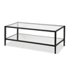 45" Black Glass Rectangular Coffee Table With Shelf