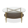 36" Gold Glass Round Coffee Table With Shelf