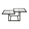 43" Black Glass Square Coffee Table With Two Shelves