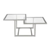 43" Silver Glass Square Coffee Table With Two Shelves