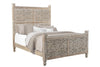 Carved Solid Wood Queen Distressed Gray Bed