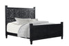 Carved Solid Wood King Black Bed