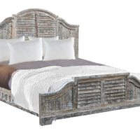 Shutter Scallop Solid Wood King White Bed