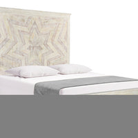 Solid Wood King Geo Star White Bed