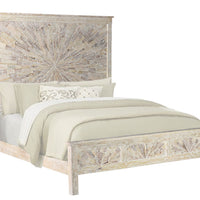 Solid Wood King White Sunburst Bed