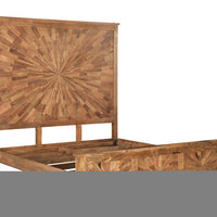 Solid Wood King Brown Sunburst Bed