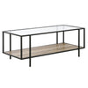 45" Black And Brown Glass Rectangular Coffee Table With Shelf