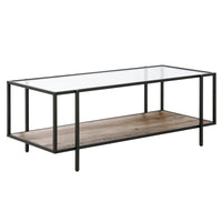 45" Black And Gray Glass Rectangular Coffee Table With Shelf