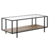 45" Black And Gray Glass Rectangular Coffee Table With Shelf