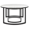 Set Of Two 36" Black And White Faux Marble Round Nested Coffee Tables