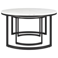 Set Of Two 36" Black And White Faux Marble Round Nested Coffee Tables