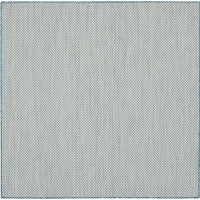 5' Blue Square Geometric Power Loom Area Rug