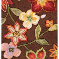 2' X 3' Brown Floral Hand Hooked Handmade Area Rug