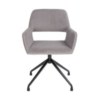 Gray Velvet Upholstered Swivel Office Chair