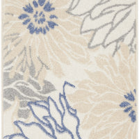 2' X 3' Cream Floral Power Loom Distressed Area Rug